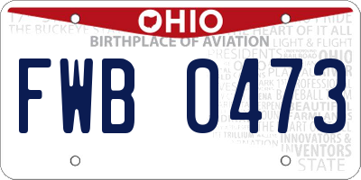 OH license plate FWB0473