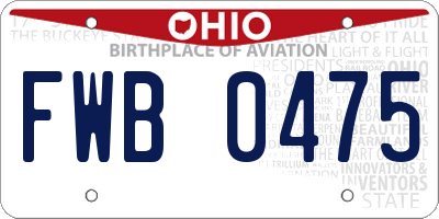 OH license plate FWB0475