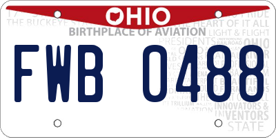 OH license plate FWB0488