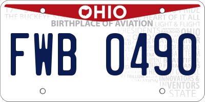 OH license plate FWB0490