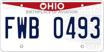 OH license plate FWB0493