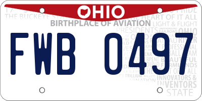 OH license plate FWB0497