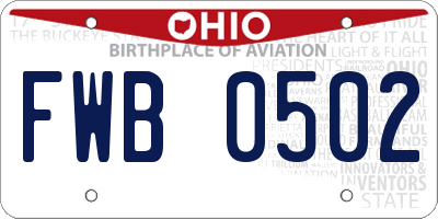 OH license plate FWB0502