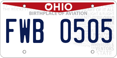 OH license plate FWB0505