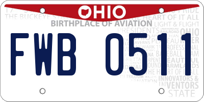 OH license plate FWB0511