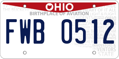 OH license plate FWB0512