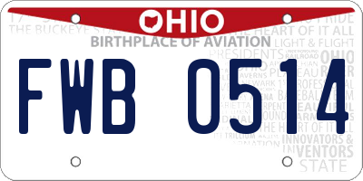 OH license plate FWB0514