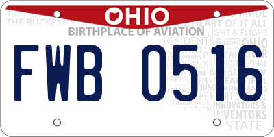 OH license plate FWB0516