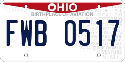 OH license plate FWB0517