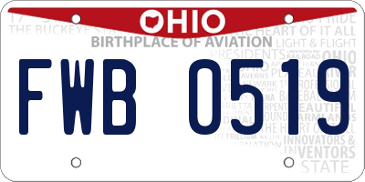 OH license plate FWB0519