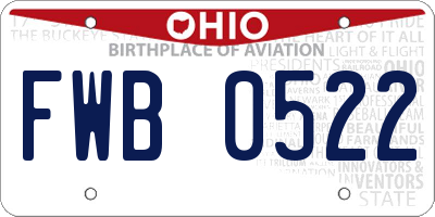 OH license plate FWB0522