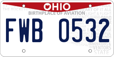 OH license plate FWB0532