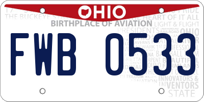 OH license plate FWB0533