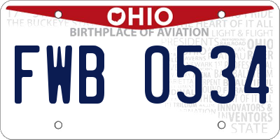 OH license plate FWB0534