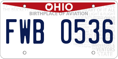 OH license plate FWB0536