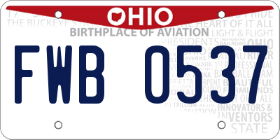 OH license plate FWB0537