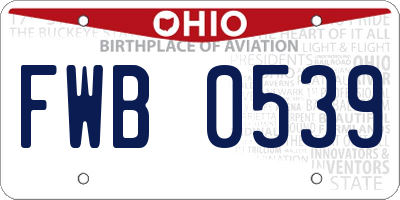 OH license plate FWB0539