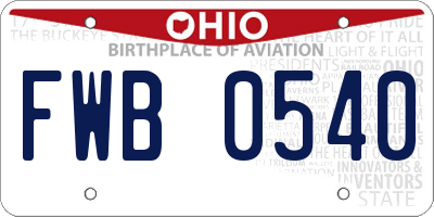 OH license plate FWB0540