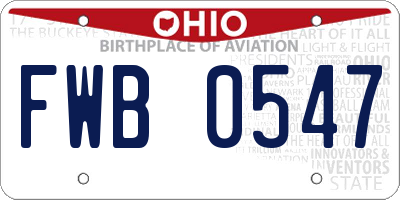 OH license plate FWB0547