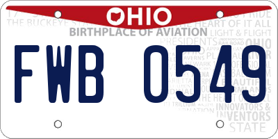 OH license plate FWB0549