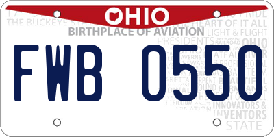 OH license plate FWB0550