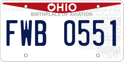 OH license plate FWB0551