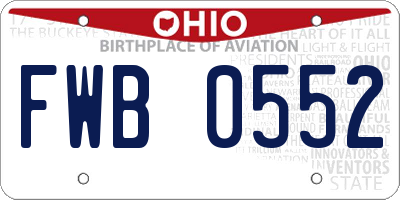 OH license plate FWB0552