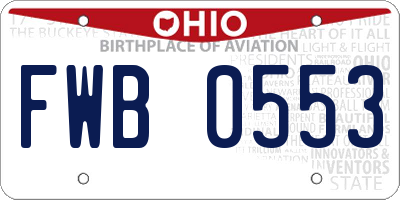 OH license plate FWB0553