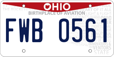 OH license plate FWB0561