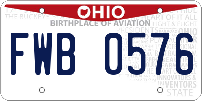 OH license plate FWB0576