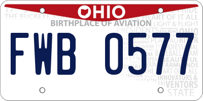 OH license plate FWB0577