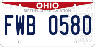 OH license plate FWB0580