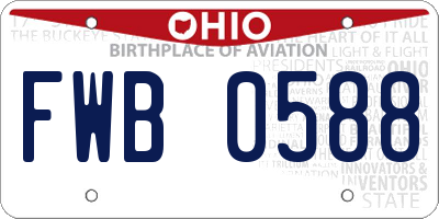 OH license plate FWB0588