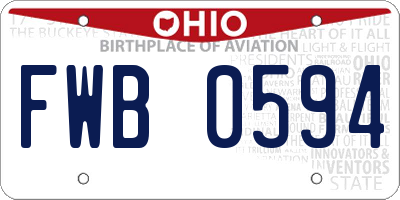 OH license plate FWB0594