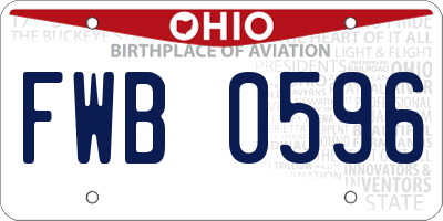 OH license plate FWB0596