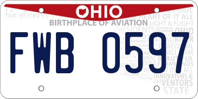 OH license plate FWB0597