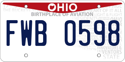 OH license plate FWB0598