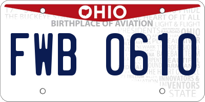 OH license plate FWB0610