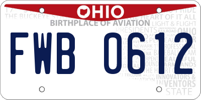 OH license plate FWB0612