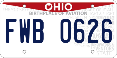 OH license plate FWB0626