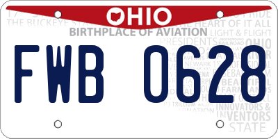 OH license plate FWB0628