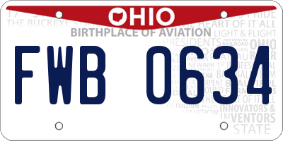 OH license plate FWB0634