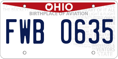 OH license plate FWB0635