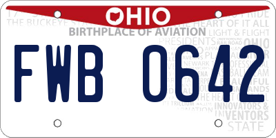 OH license plate FWB0642