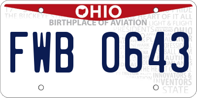 OH license plate FWB0643