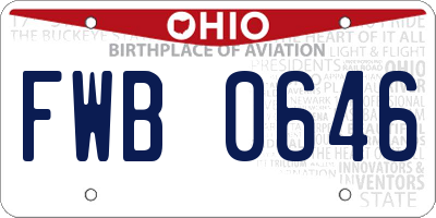 OH license plate FWB0646