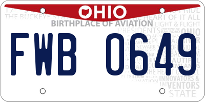 OH license plate FWB0649