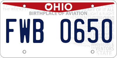 OH license plate FWB0650