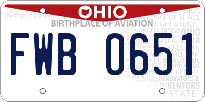 OH license plate FWB0651