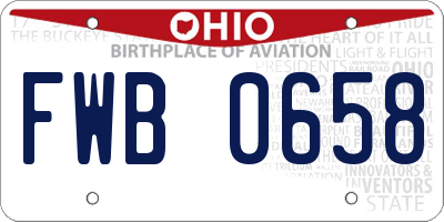 OH license plate FWB0658